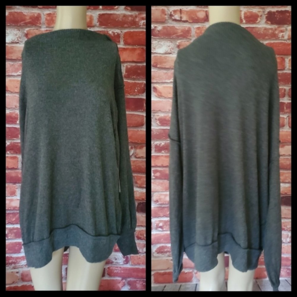 Free People Gray Main Squeeze Hacci Shirt Medium - Picture 6 of 8